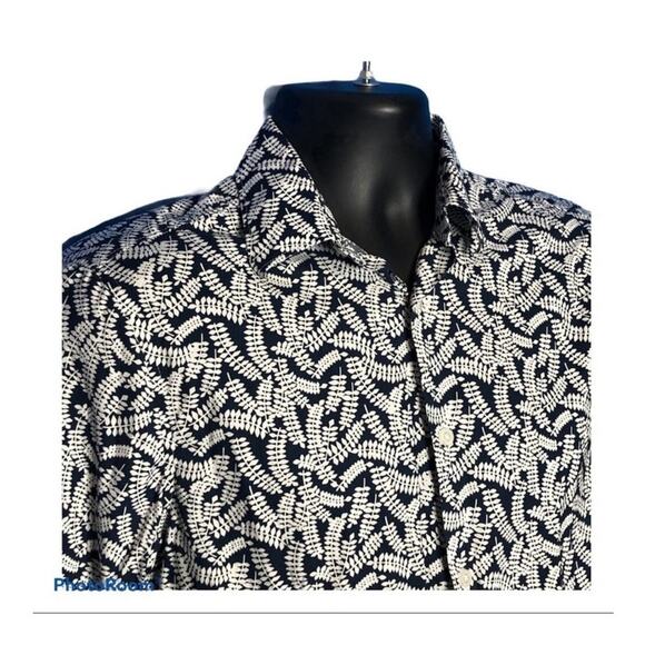 Perry Ellis Button-up Shirt Bold Fern Design Size Small - Picture 2 of 13